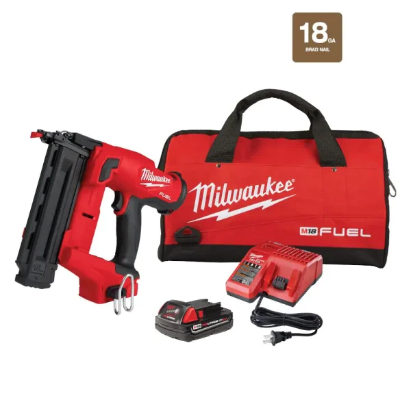 2746-21CT M18  GEN II 18-Volt 18-Gauge Lithium-Ion Brushless Cordless Brad Nailer Kit with One 2.0 Ah Battery, Charger and Bag
