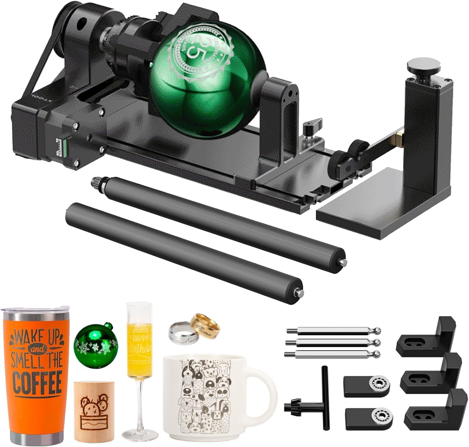 xTool RA2 Pro für xTool F1, S1, M1 Ultra, F1 Utra, P2S und die meisten Lasergravierer, Backenfutter Rotierend, Y-Achse Rotierend Walzengravurmodul zum Zylindrischen Objekten, Zubehör