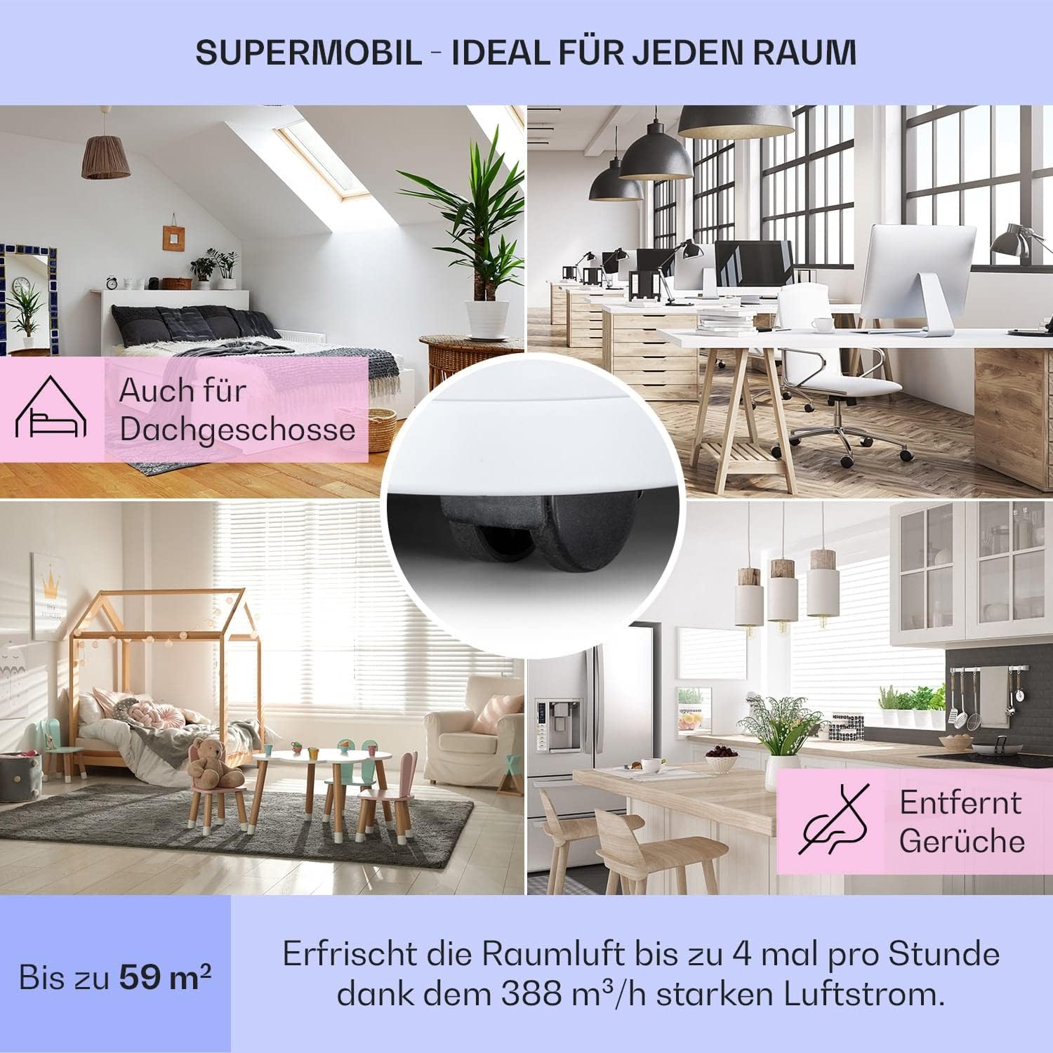 Klarstein Mobile Klimaanlage mit Abluftschlauch, 5-in-1 Klimagerät, Ventilator, Luftentfeuchter, Luftreiniger & Nachtmodus, App-Steuerung, Kleine & Portable für Wohnung & Büro, 12000 BTU