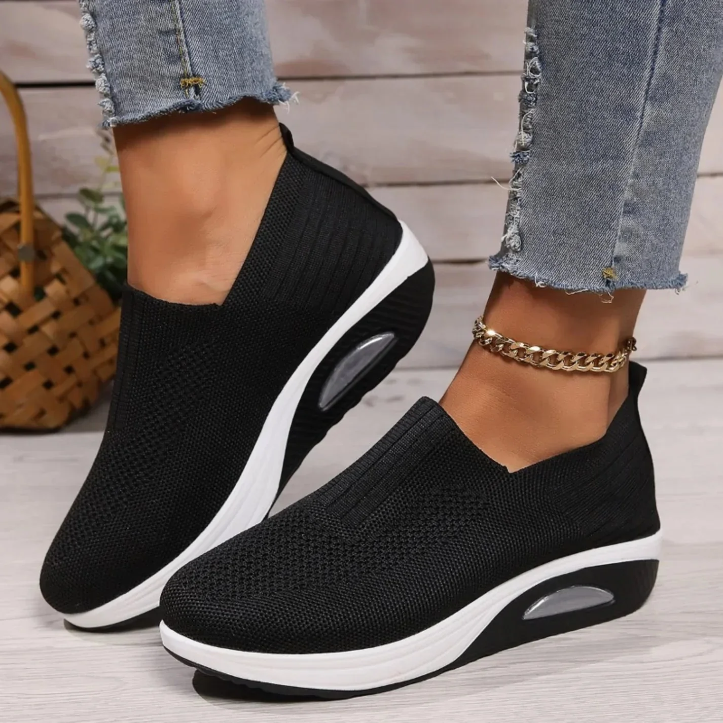 Orthop?dische Sneaker Damen | Atmungsaktive Slip-On Mesh Schuhe f��r schmerzfreies Gehen | Bequeme Alltagsschuhe mit Halt