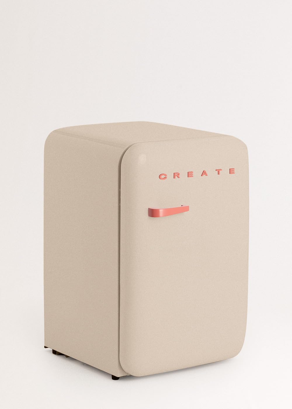 CREATE / RÉTRO FRIGO 83.5 ARGENT/Réfrigérateur sable avec poignée brique / 98W, basse consommation, 2 étagères, régulateur de température, porte-bouteilles, 56x54x84cm.