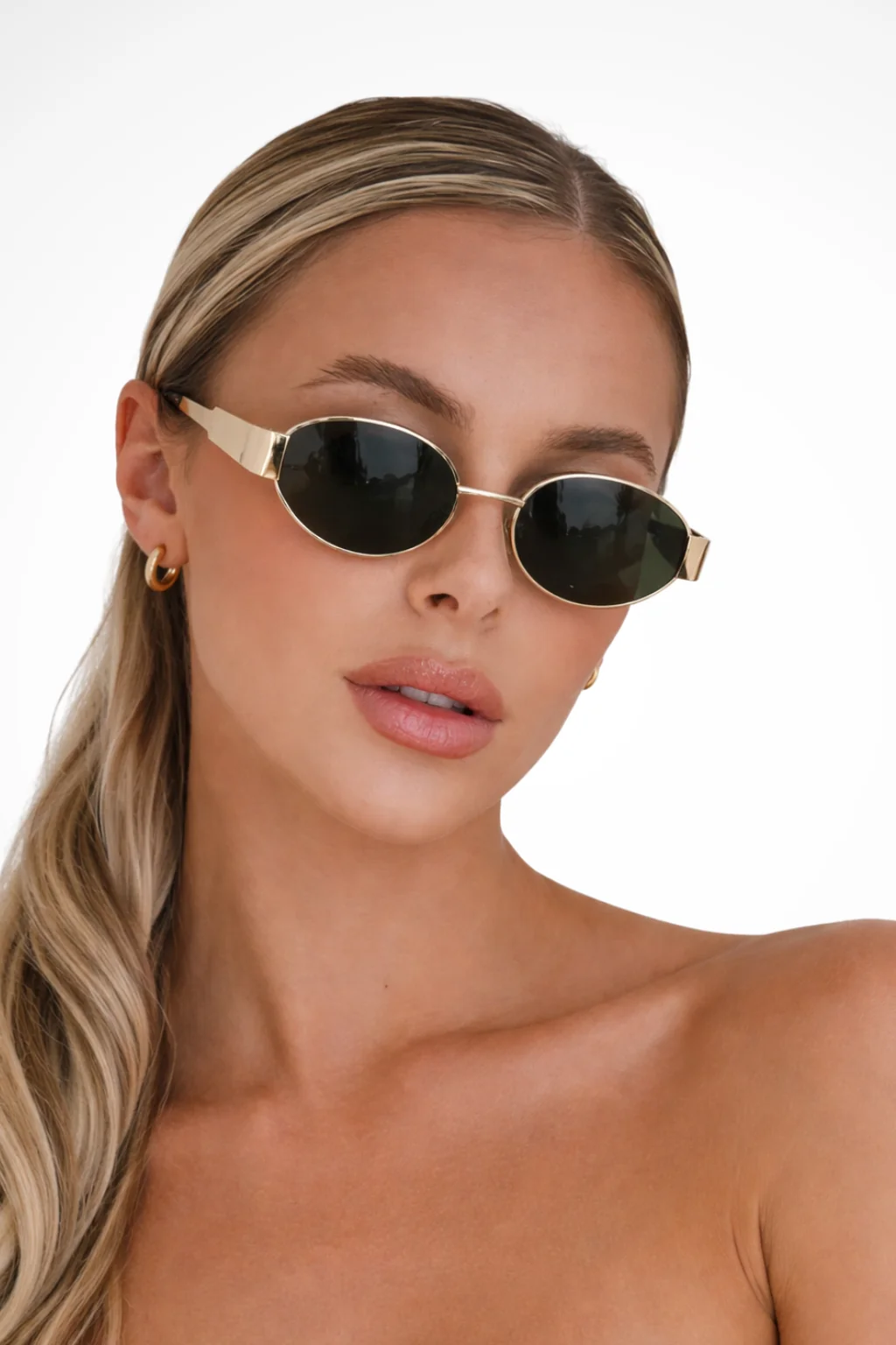 Damen Sonnenbrille Oval mit schmalem Metallgestell | Leichte Retro-Sonnenbrille mit dunklen Gl?sern f��r Alltag & Freizeit