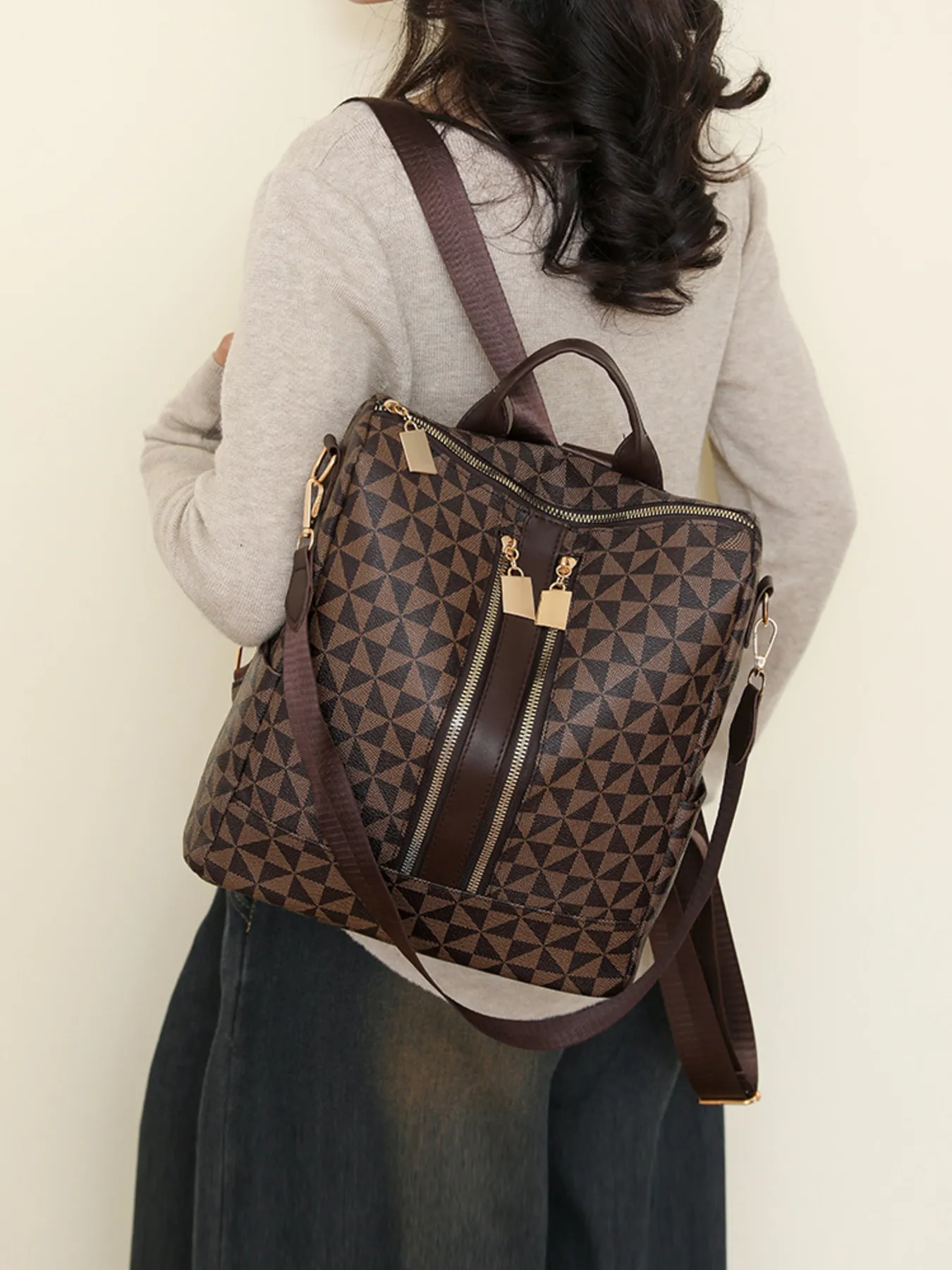 Geometric Pattern Backpack Bag