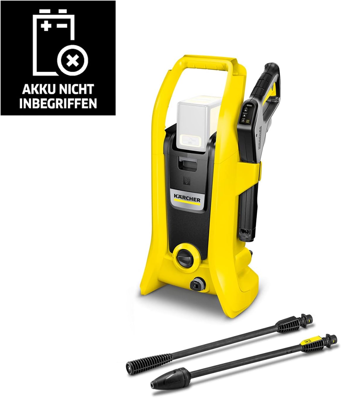 Kärcher 36 V Akku-Hochdruckreiniger K 2 Battery, Druck: 110 bar, 1-fach Strahlrohr, Dreckfräser, Gartenschlauchanschluss A3/4, Gewicht: 4,5 kg, verwendbar mit dem Kärcher 36-V-Akku, ohne Akku