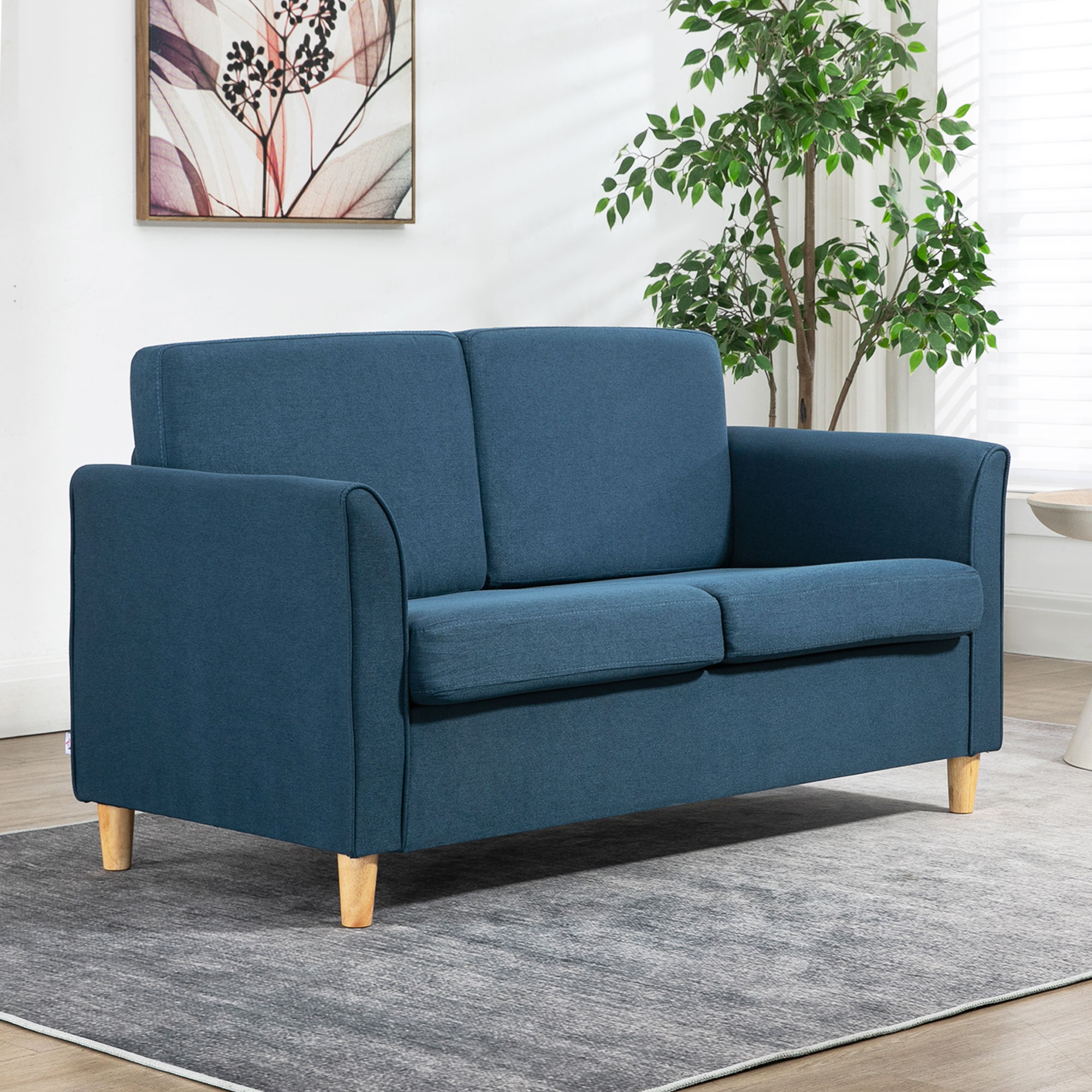 Tweezitsbank, Comfortabel, 141x70x78 cm, Blauw