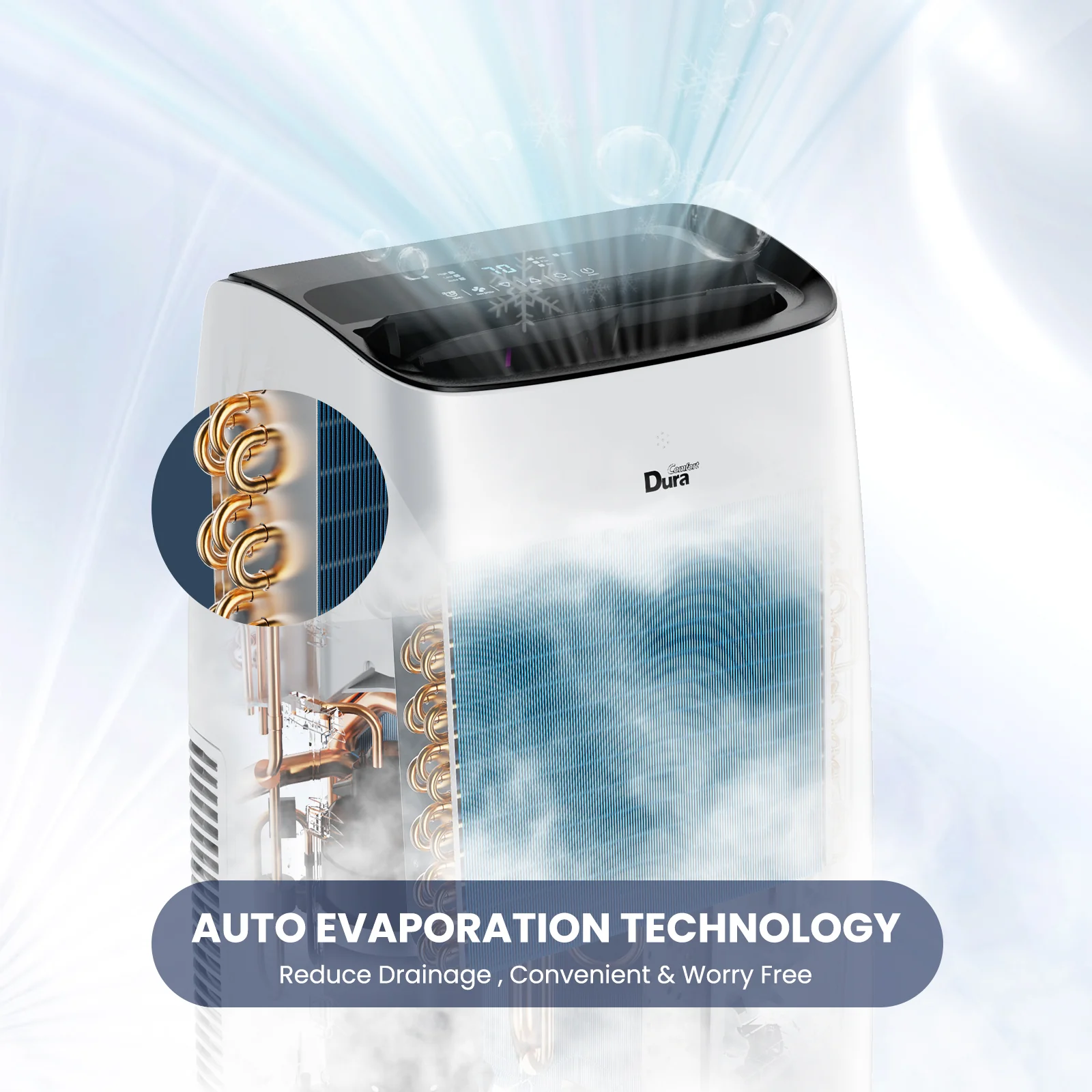 2025 DuraComfort Draagbare Airconditioner 10200 BTU (14000 BTU ASHRAE), Ontvochtiger, Koeling, Ventilator, Afstandsbediening, 450 vierkante voet