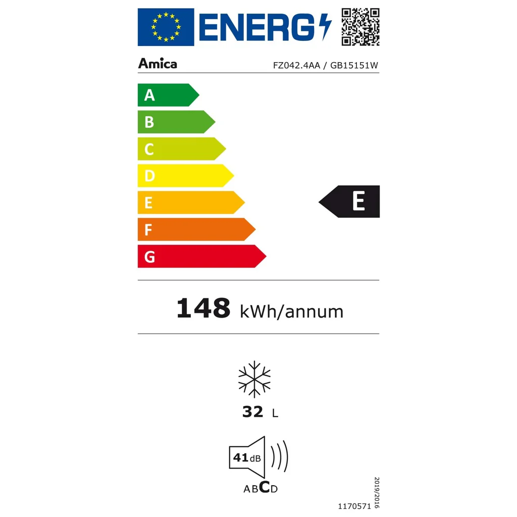 Amica GB15151W Vriesbox wit 32 liter
