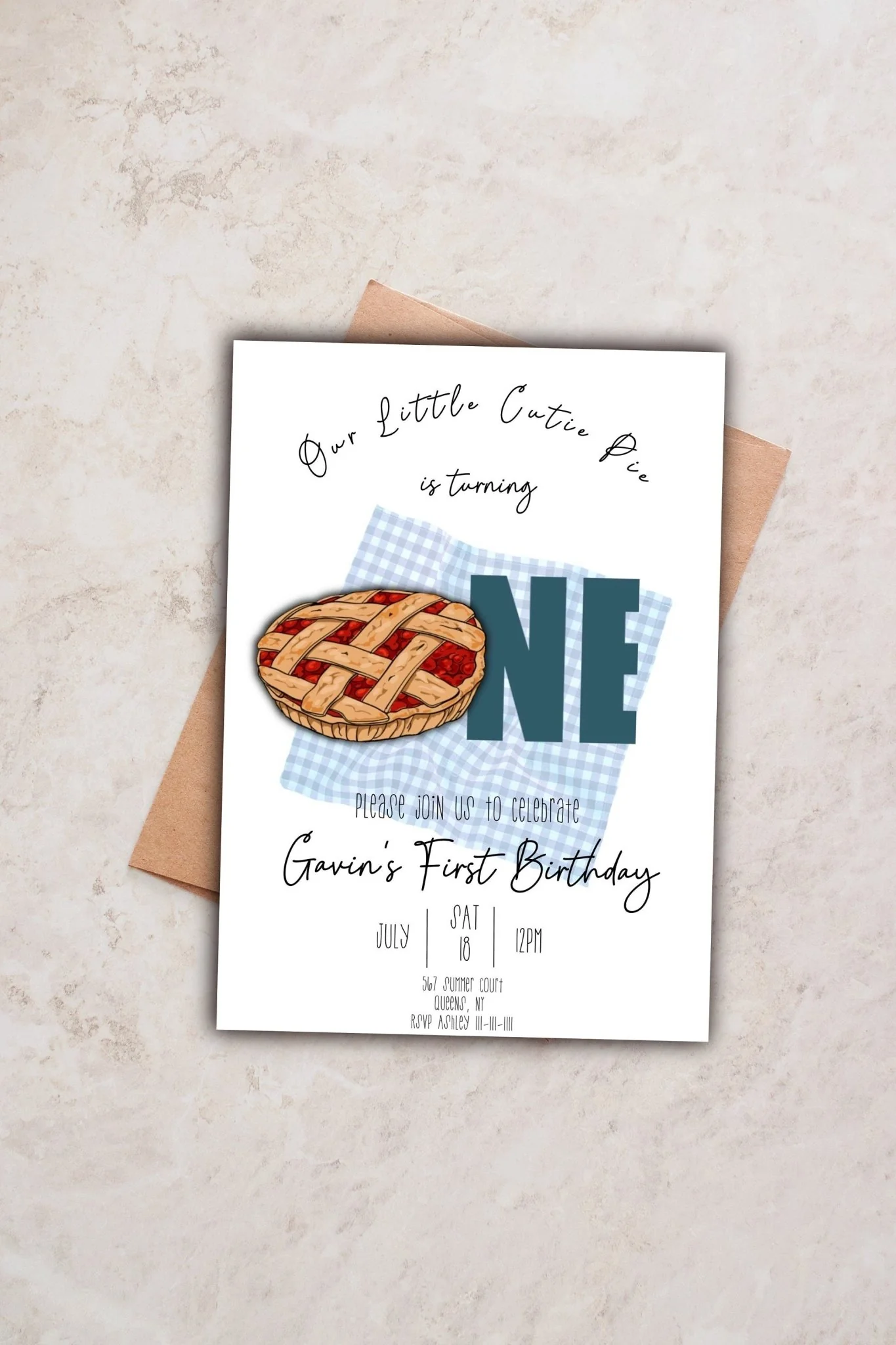 Cutie Pie! Birthday Invitation Template | First Birthday Cutie Pie Digital Invitation Template