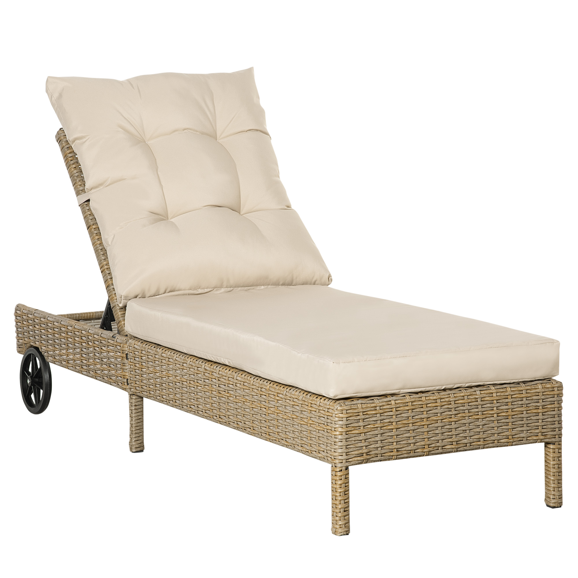 ligbed rotan look naturel + kaki 200 x 66 x 92 cm