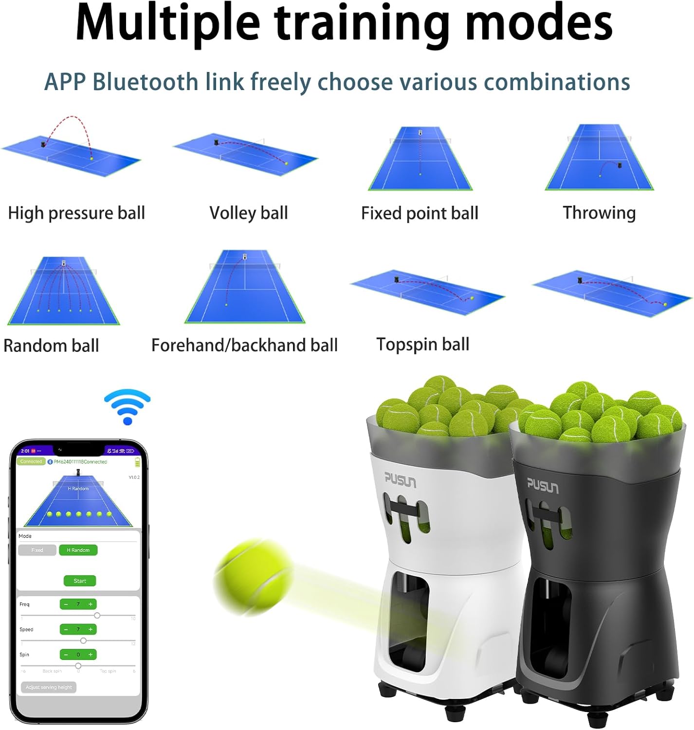 PT-Mini Pro Tennisballmaschine - Automatischer Aufschlag mit einstellbarer Geschwindigkeit und Winkel - Langlebige Bauweise - Hohe Kapazität - Ferngesteuert - Premium Trainingsgerät für Spieler aller
