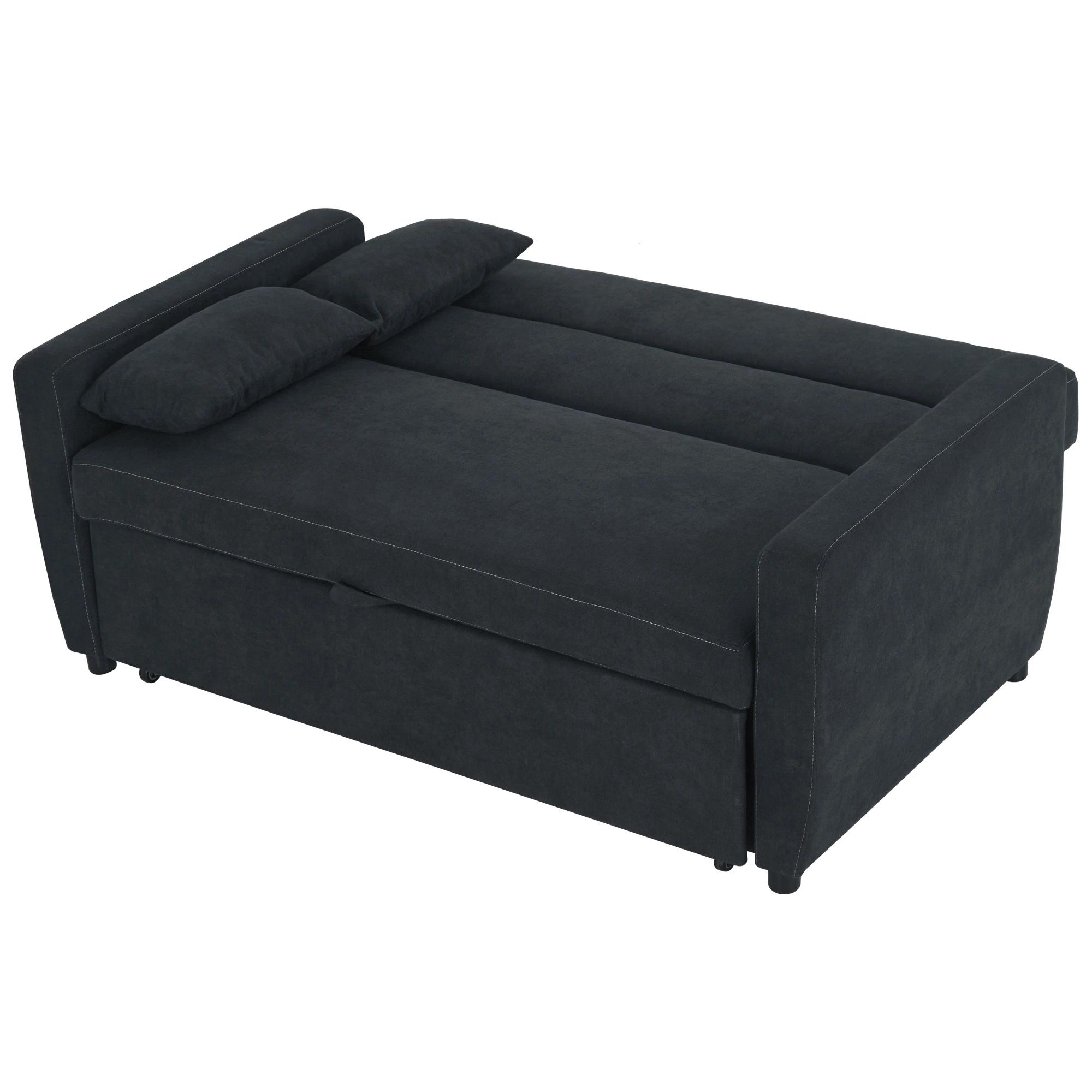 slaapbank, opklapbare bank, 2-zits stoffen bank, slaapbank, bank met slaapfunctie, bankstel, verstelbare hoek 148 x 82 x 89 cm