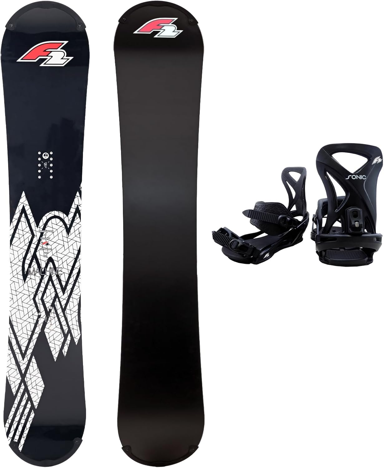 F2 Set Snowboard Rental Machine mit Protector + Bindung Größen wählbar