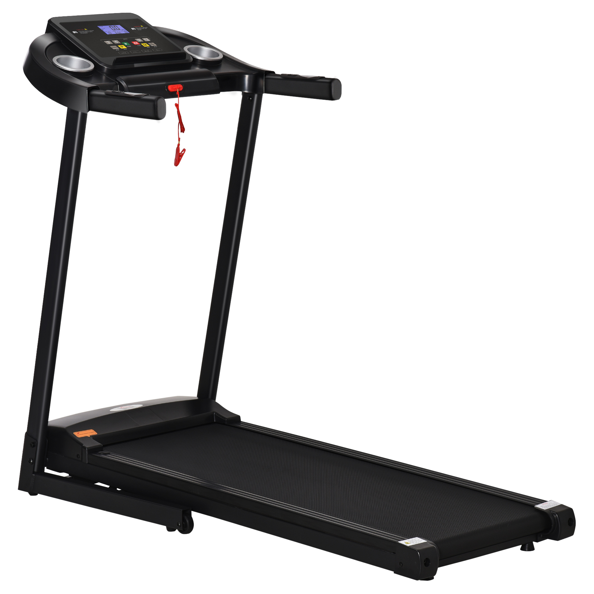 elektrische loopband opvouwbaar met 12 vooraf ingestelde programma's met LED-display bekerhouder en gsm-houder zeer geschikt voor home gym indoor fitness zwart 134 x 60 x 118 cm