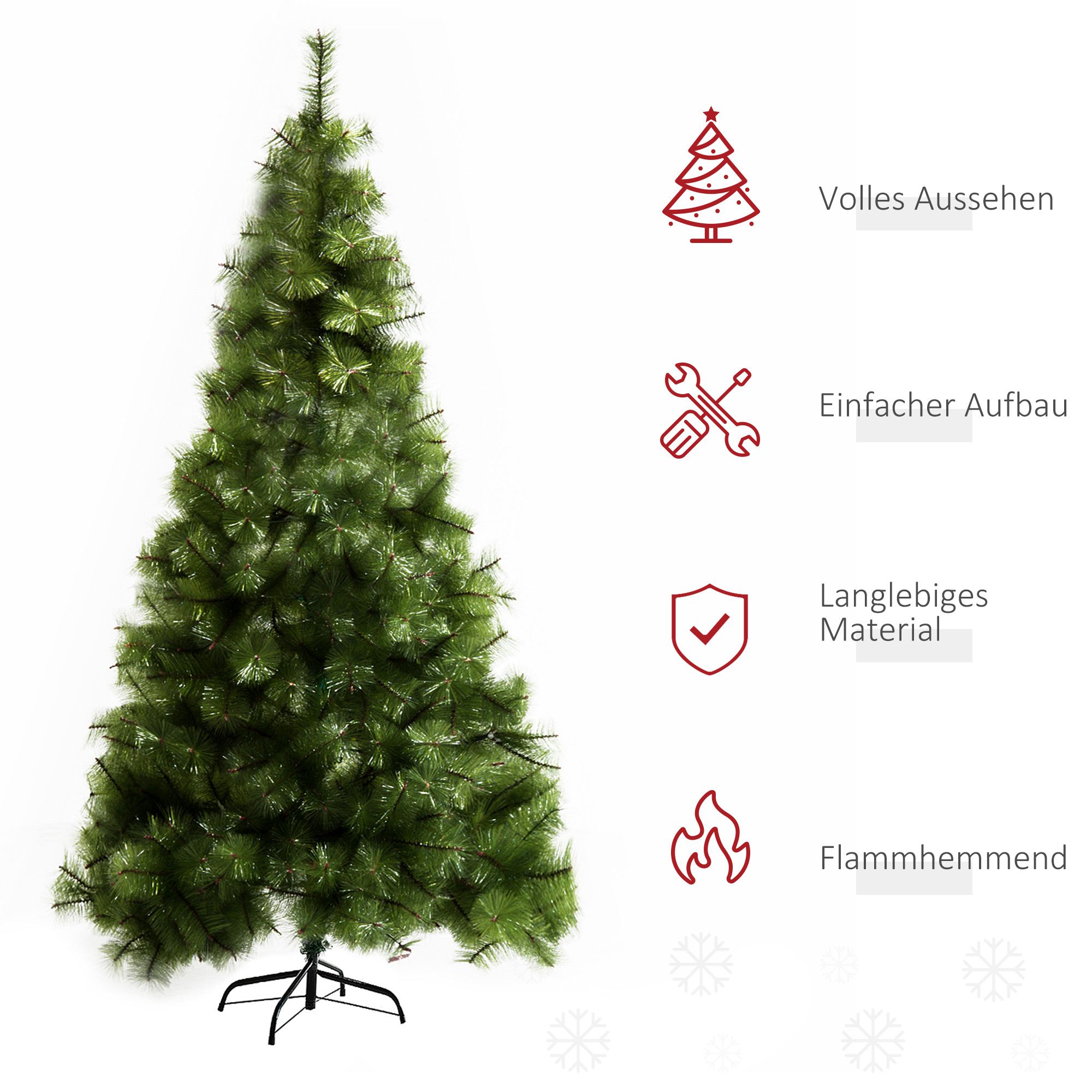 Kunstkerstboom 2,1 m kerstboom dennenboom 505 takken dichte takken eenvoudig te monteren authentieke kerstboom met metalen standaard PET metaal groen ? 90 x 210 cm