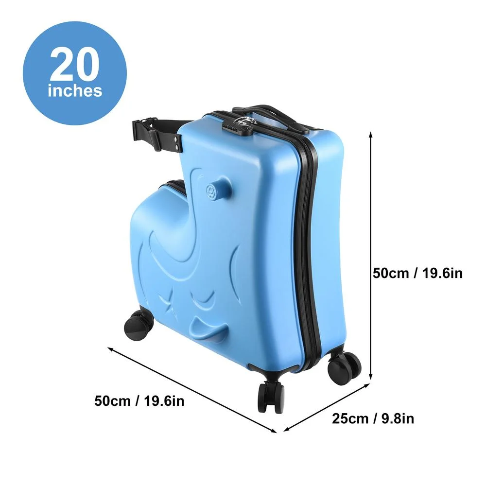 VAHIGCY Kids Luggage, Kids Ride-on Luggage with Spinner Wheels Suitcase, Kid's Ride-On Suitcase Help Your Child Relax, Carry On Trolley Luggage with Password Lock, 20