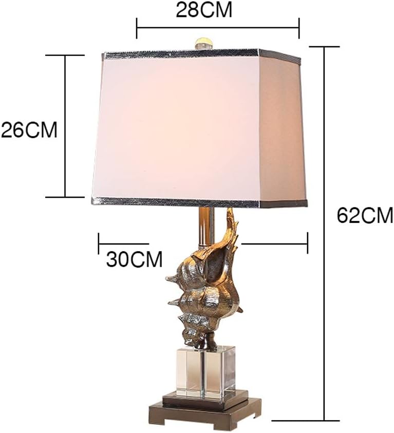 Nachttischlampen, Touch-Lampen, kleine Lampen, Nac Harz Conch K9 Kristall Tisch Lampe Multicolor Mit E27 Birne for Schlafzimmer Wohnzimmer Studie(B,Button)