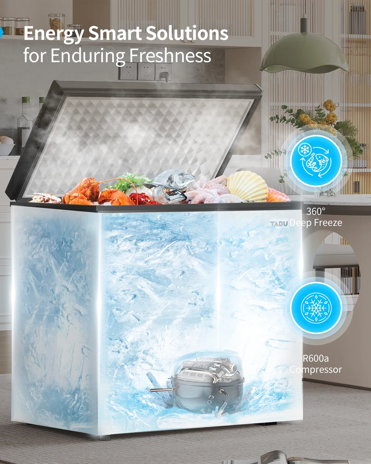 DISHUP 10.0 Cu.Ft Chest Freezer, Deep Freezer with Removable Basket, Adjustable Temperature, for Home/Office/Garage/Bar