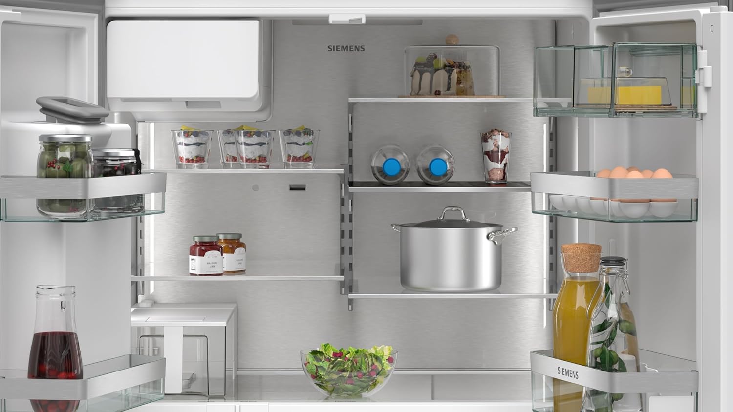 SIEMENS KF96NVPEA iQ300 Multi-Door-Kühlschrank, 183 x 91 cm, 405 L Kühlen & 200 L Gefrieren, hyperFresh längere Frische, noFrost nie wieder abtauen, superCooling schnellere Kühlung