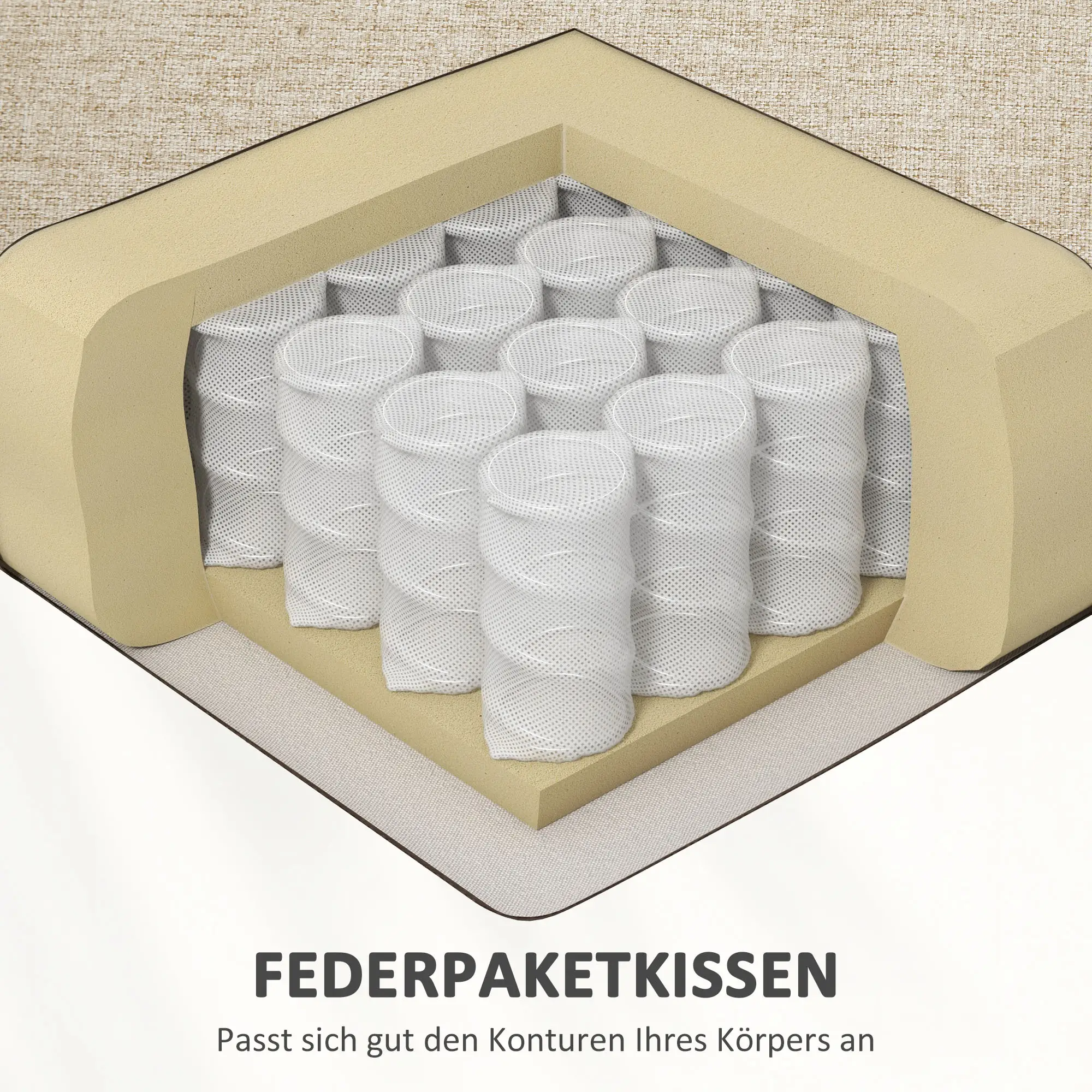 HOMCOM 2-Sitzer Sofa bequeme Polsterung abnehmbare Kissen Beige