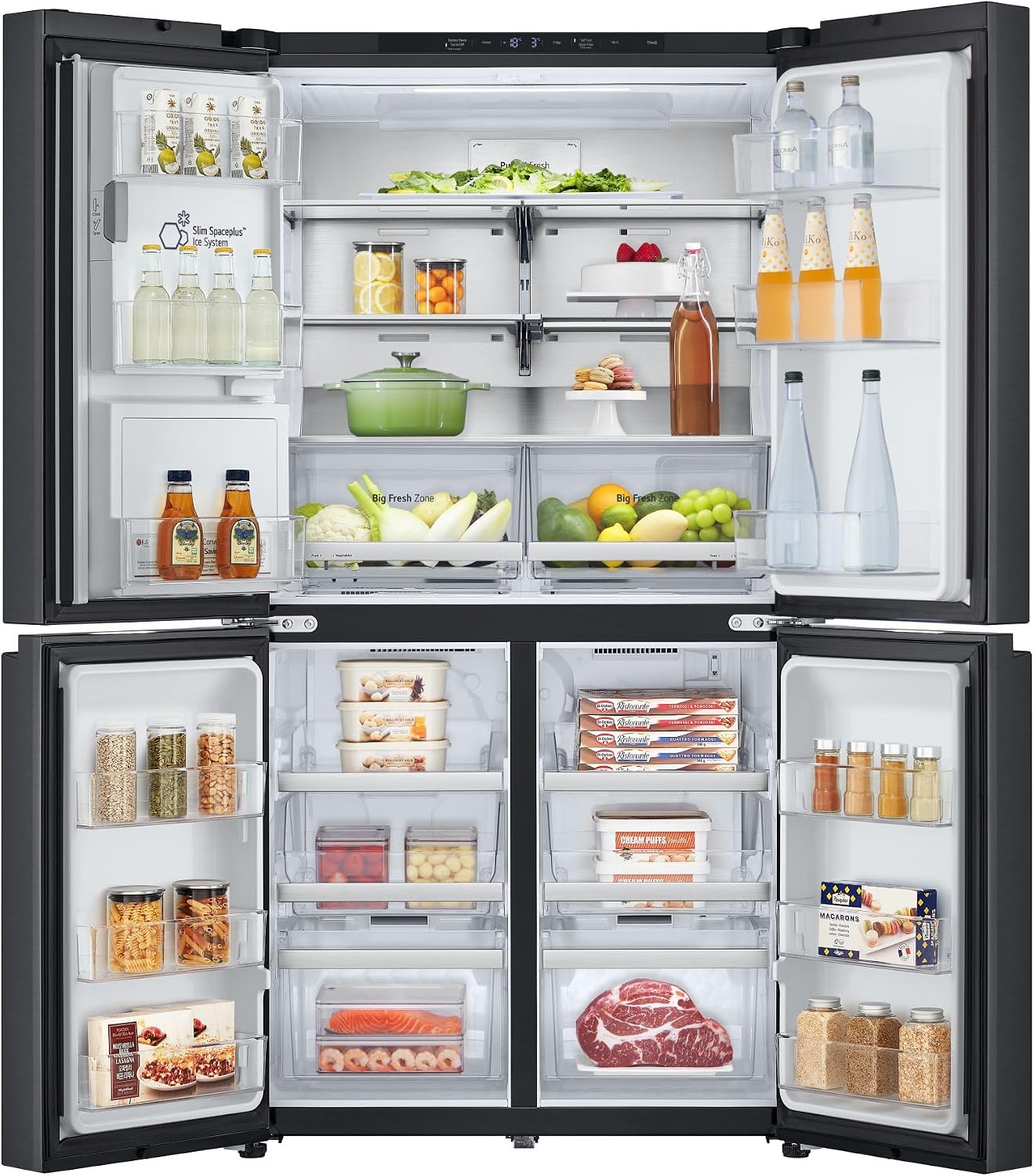 LG GML960EVBE Multi-Door Kühlschrank mit Gefrierfach (641 L, Energieklasse E) mit Eis- und Wasserspender, DoorCooling, Total No Frost, Schwarz