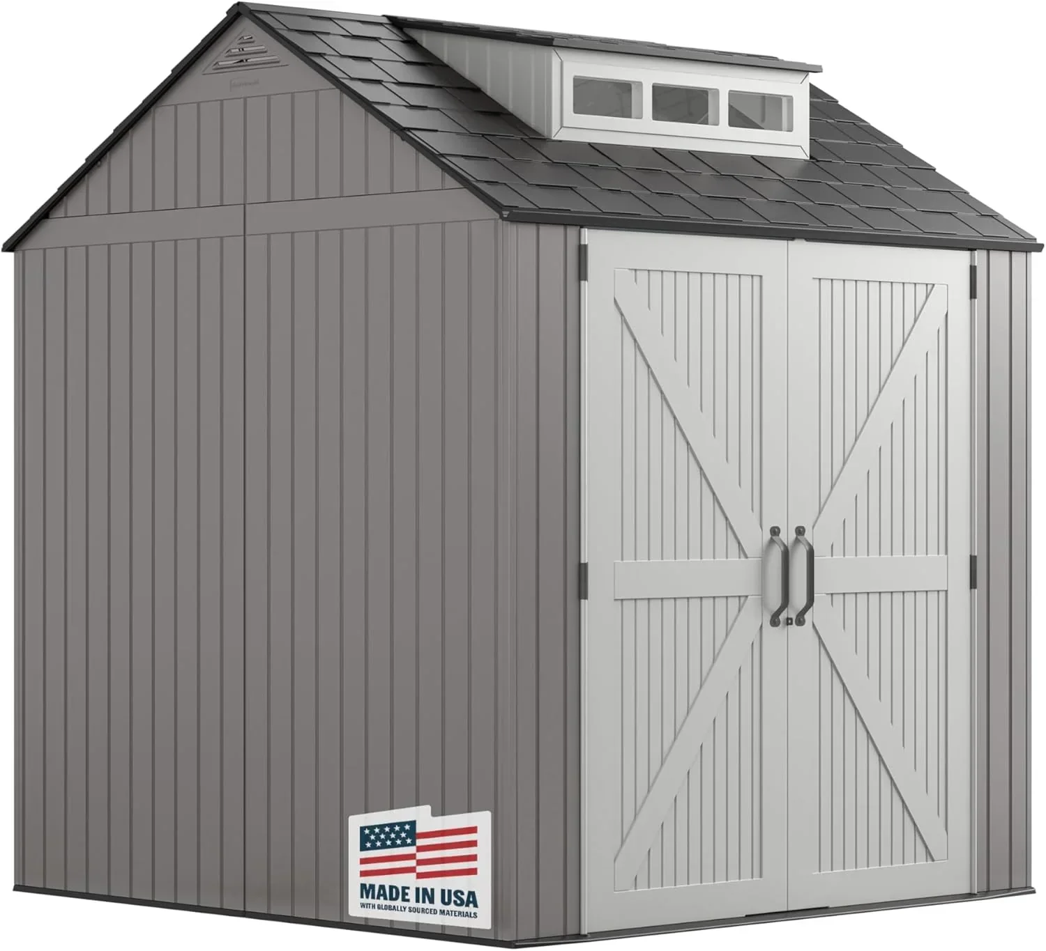 Rubbermaid Resin Outdoor Storage Shed With Floor Weather Resistant Gray Organization for Home