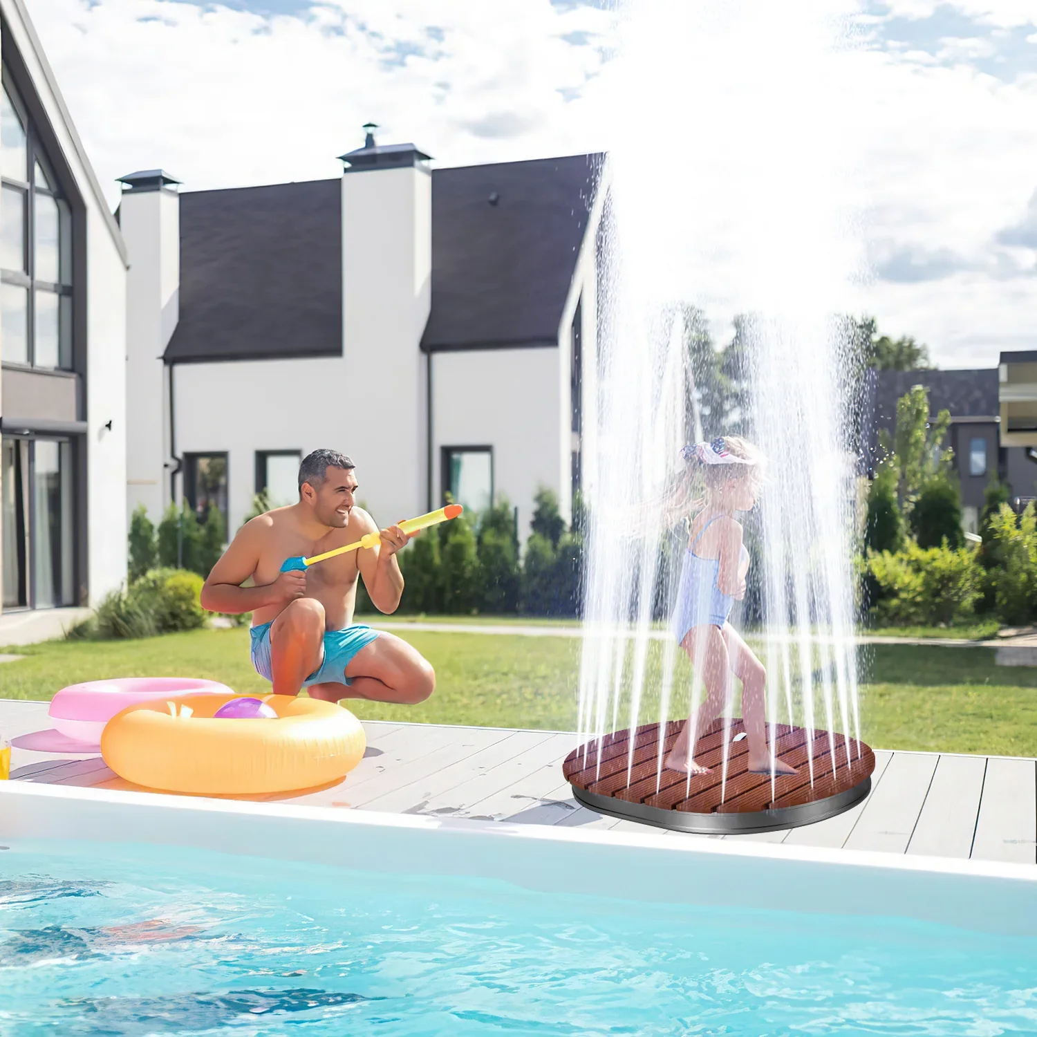 Sonnewelt Bodendouche tuindouche met verzonken kopstuk en koperen sproeiers