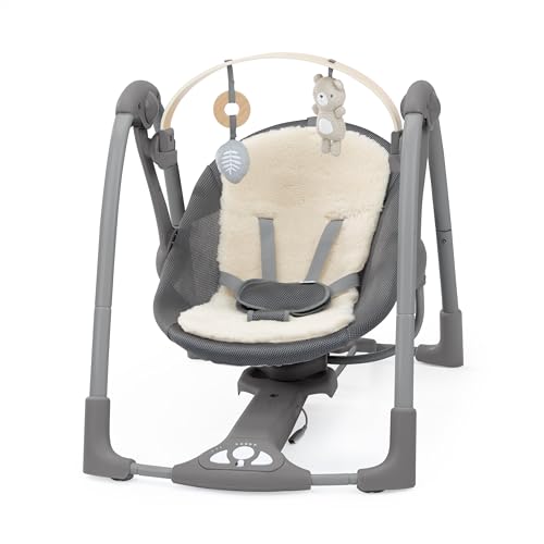 Ingenuity Altalena Portatile Swing 'n Go Every Season   Tessuti Freschi e Caldi, Barra Giochi Rimovibile in Legno, 2 Giocattoli, Musica, Motorizzata, 0 9 Mesi, Grigio   Wesley : Amazon.it: Prima infanzia