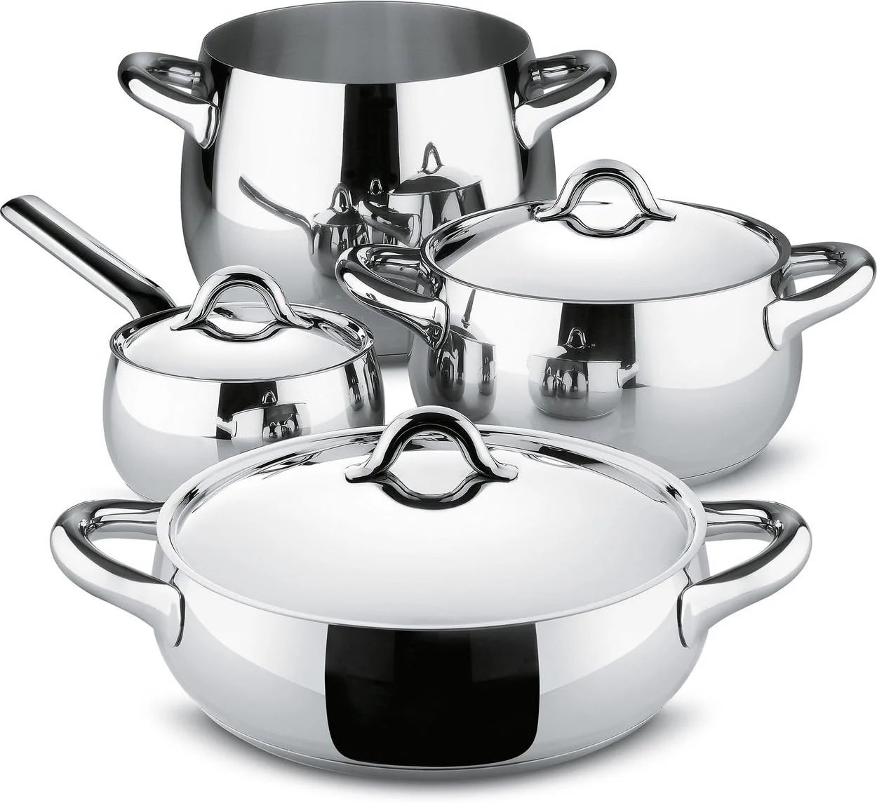 Alessi Set Pentole 7 Pezzi Mami SG100S7 – Batteria di Alta Qualità per Cucina