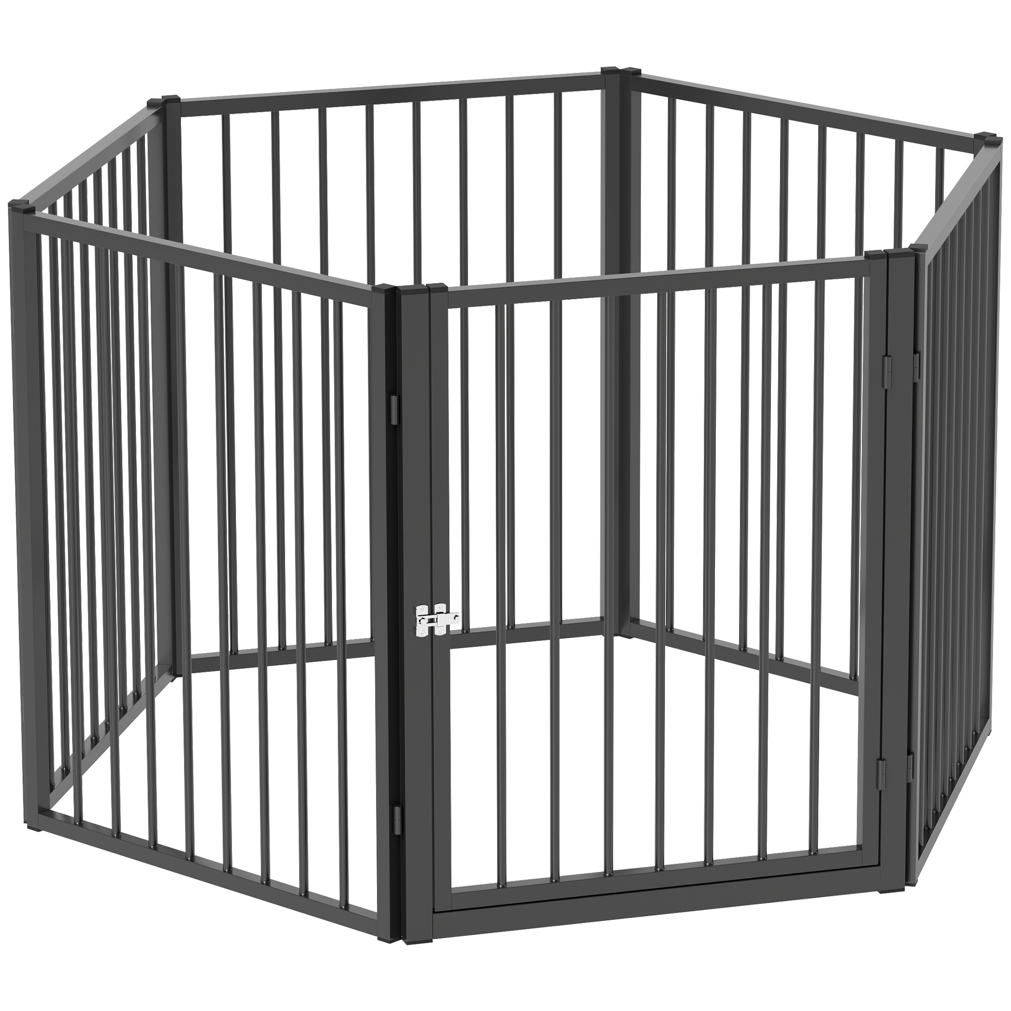 Puppyren, Hondenren, Puppy Omheining, 6 Panelen met Deur, Opvouwbaar en Draagbaar Hondenhek, Staal, Zwart
