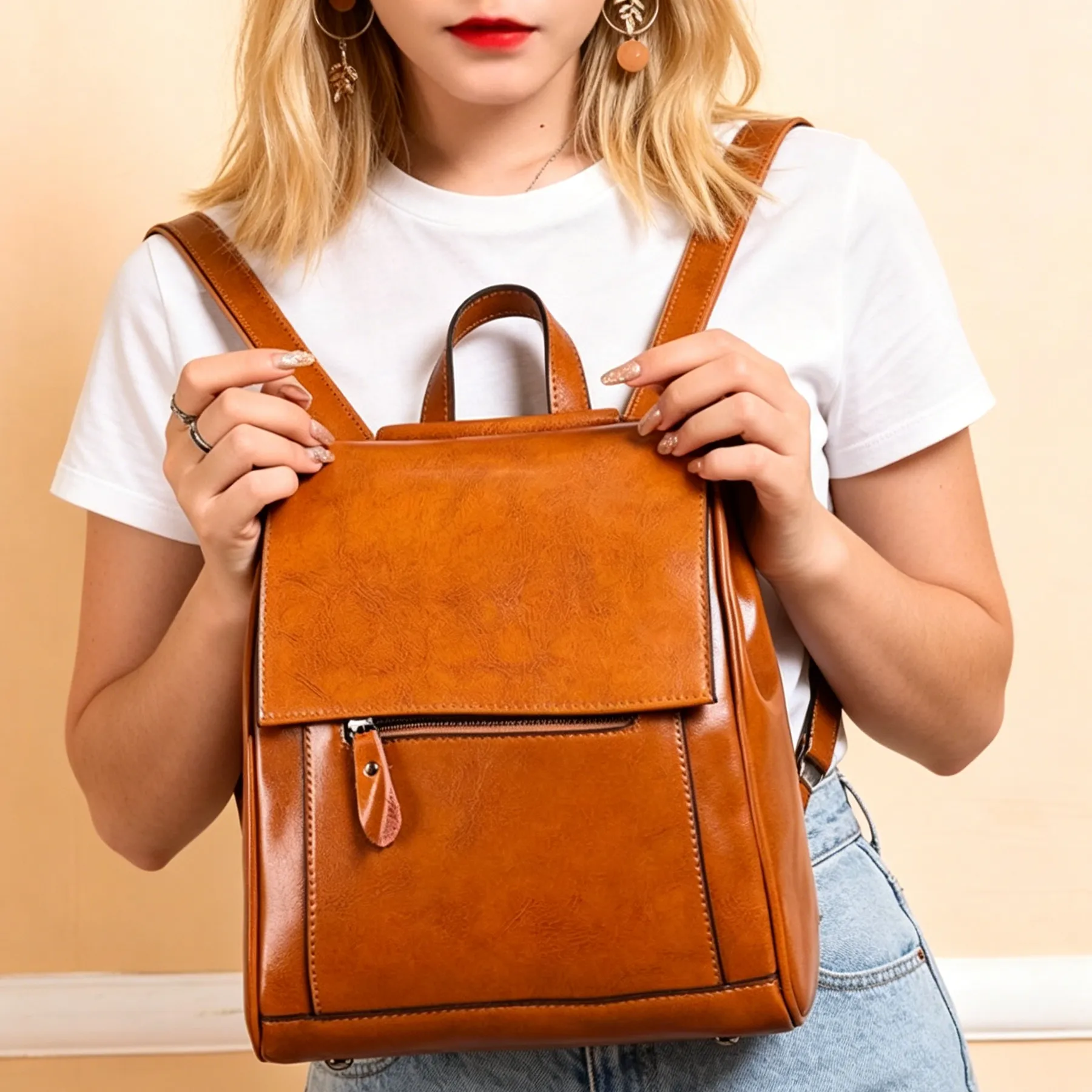 Top Grain Convertible Leather Backpack