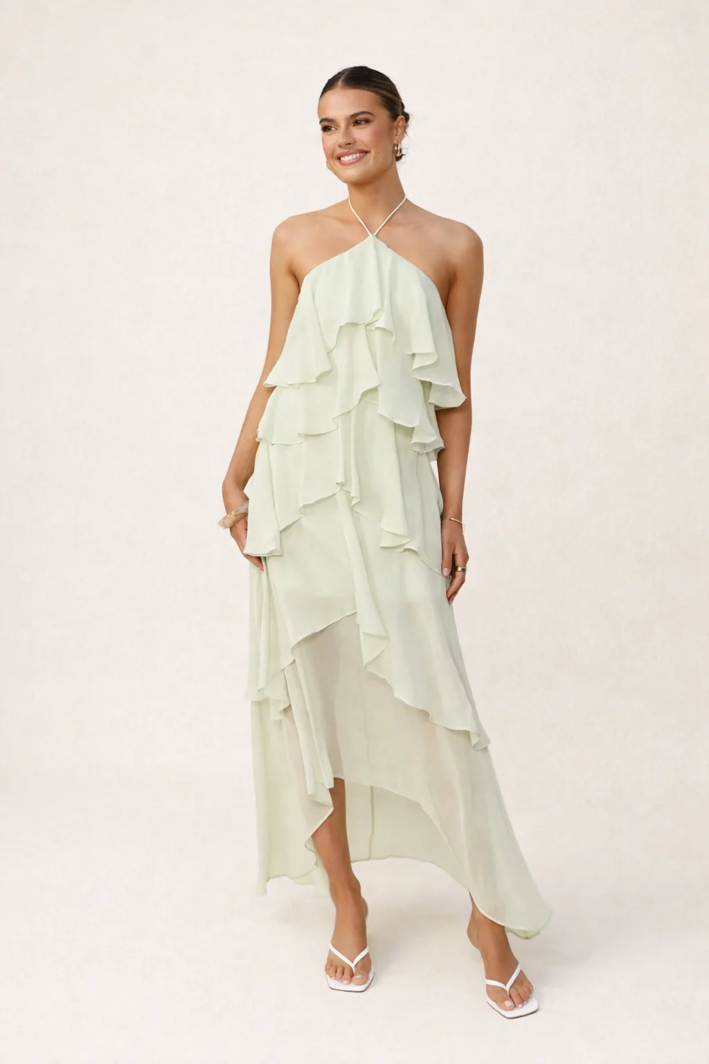 Damen Halterneck Maxikleid | Langes Festkleid f��r Hochzeiten & Besondere Anl?sse | Sommerliches Abendkleid R��ckenfrei