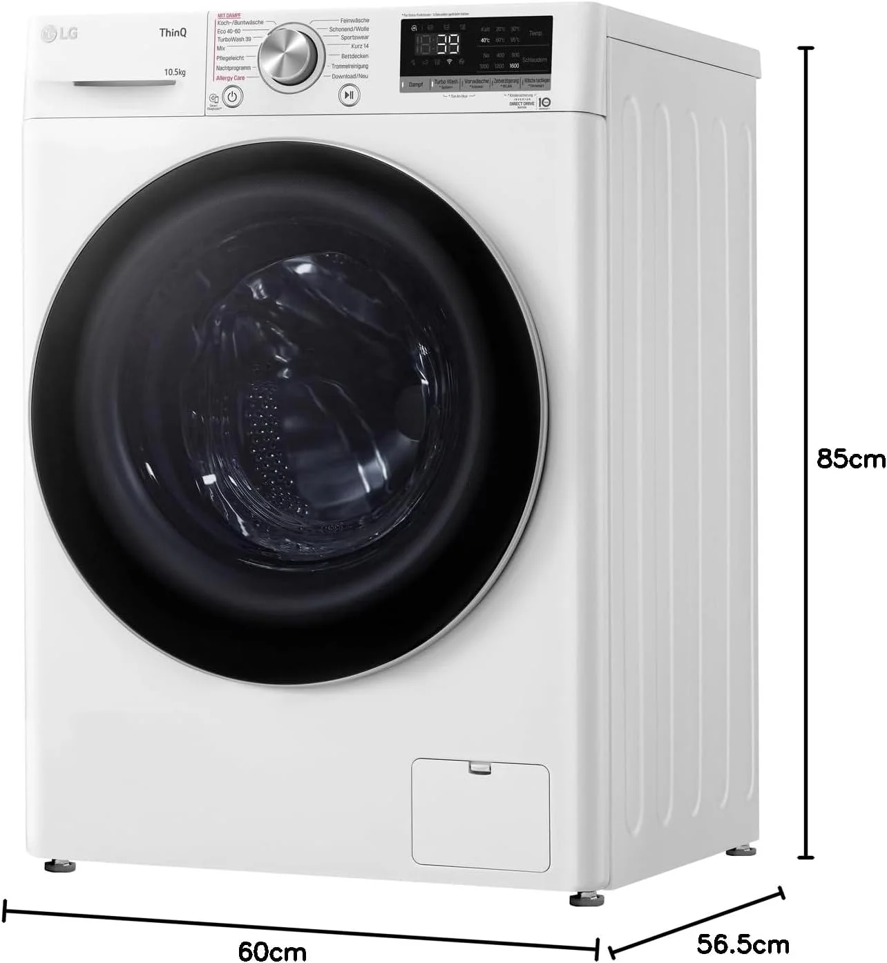 LG F4WV7080, Klasse A, Voorlader Wasmachine 8 kg, 1400 tpm, AI Direct Drive, Wi-Fi, Dieptereiniging met Stoom, Grote Capaciteit, TRIPLE A, Veiligheidsglas Buitendeur, 62 x 60 x 85 cm ? Wit