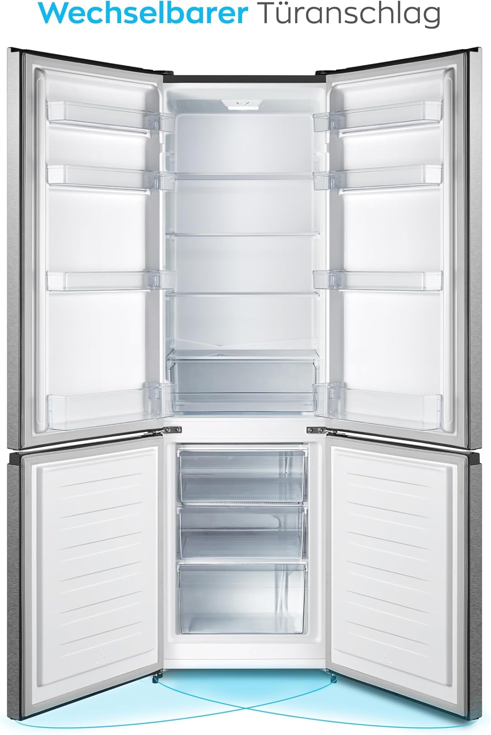 Heinrich´s Kühlgefrierkombination 269 Liter, Kühlvolumen 198L, Gefrierfach 71L,LED Beleuchtung,Kühlschrank Türanschlag wechselbar, leise 39dB,große Tiefkühlboxen, 7 Temperaturstufen, (inox)