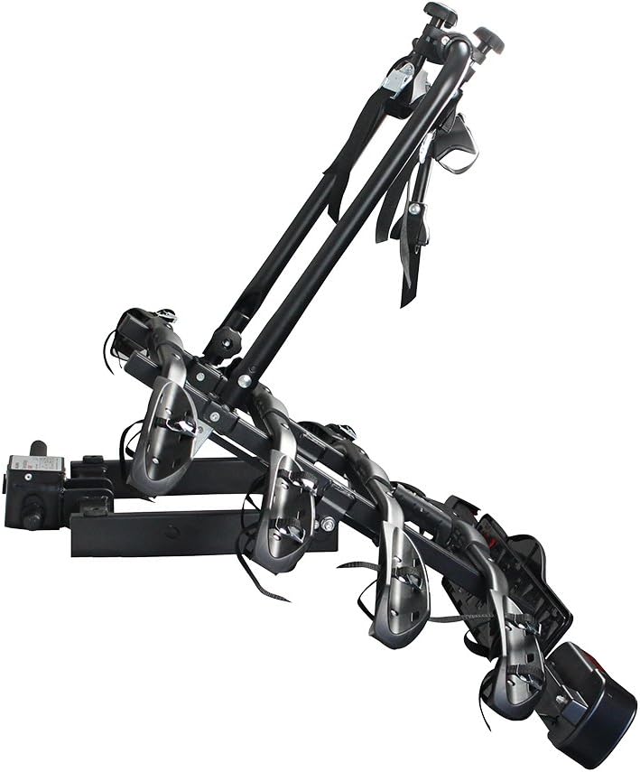 Bullwing SR8 Fahrradträger für 4 Fahrräder auf Auto Anhängerkupplung Heckträger Radträger abklappbar mit Schnellverschluss und Diebstahlschutz mit Wandhalterung und Rahmenhalter
