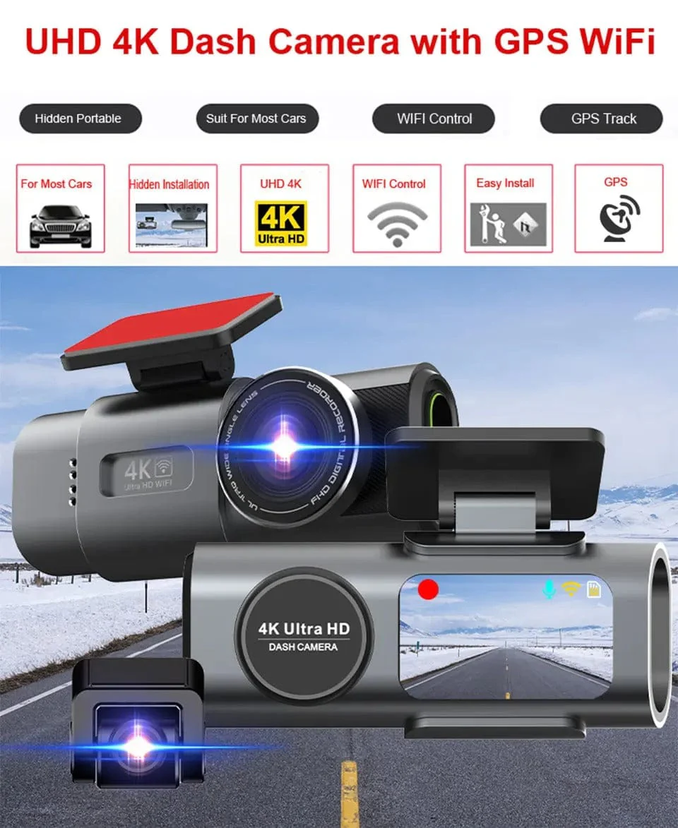 Dash Cam Dual Lens 4K UHD