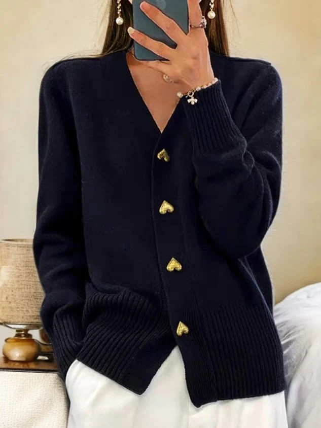 Damen Strickjacke mit V-Ausschnitt | Warmer Cardigan aus hochwertigem Grobstrick | Bequeme Passform f��r Alltag und B��ro