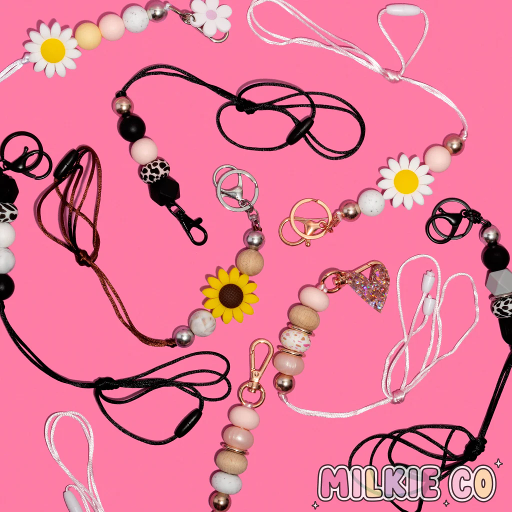 Blush Beaded Keychain