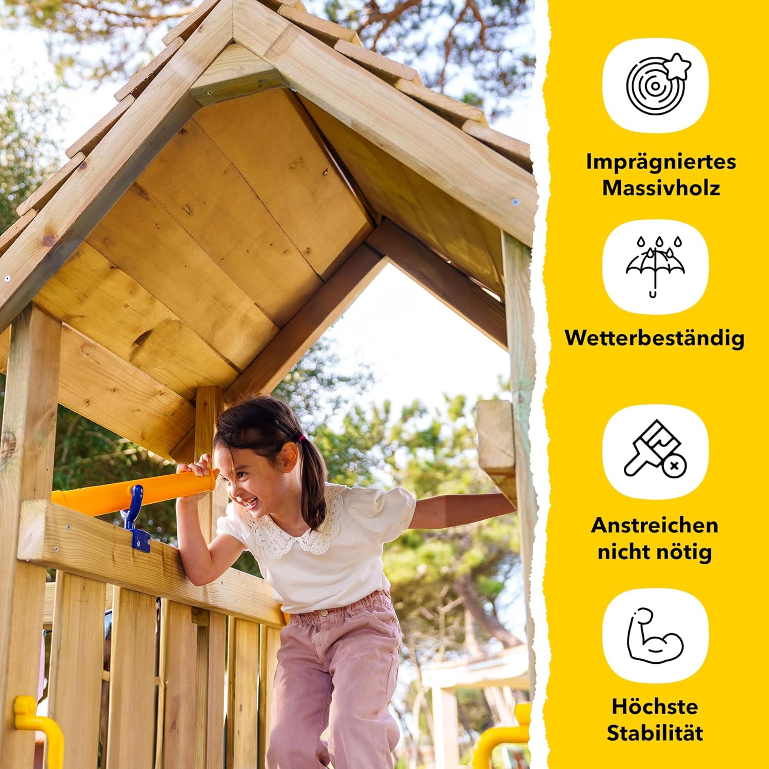 WICKEY Spielturm Klettergerüst SeaFlyer mit Schaukel & roter Rutsche, Outdoor Kinder Kletterturm mit Sandkasten, Leiter & Spiel-Zubehör für den Garten