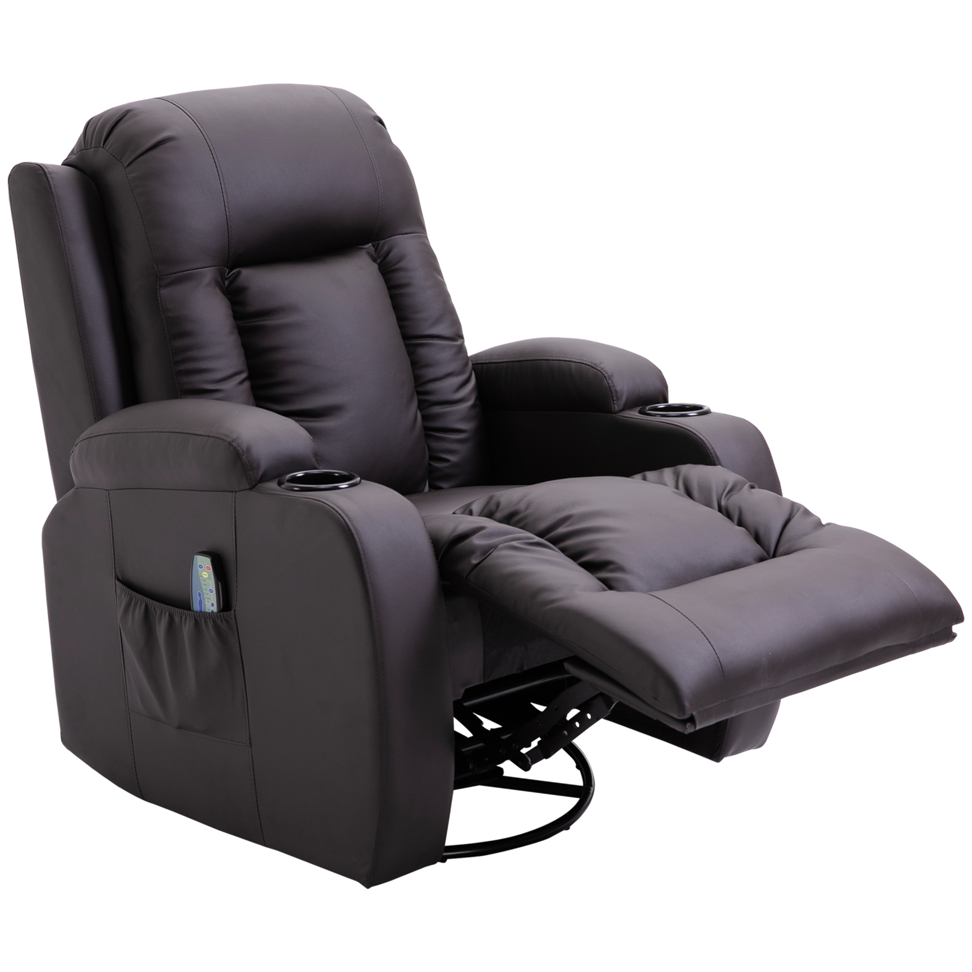 Massagestoel, relaxstoel, schommelfunctie, 8 vibratiepunten, inclusief afstandsbediening, Koffiebruin