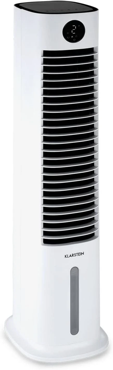 Klarstein Luchtkoeler met Waterkoeling, 5-in-1 Verdampingskoeler, Luchtbevochtiger, Ventilator & Luchtreiniger, Mobiele Airconditioner Luchtkoeler met App-Bediening, 80W Air Cooler, 462m3/h Luchtstroom, Wit