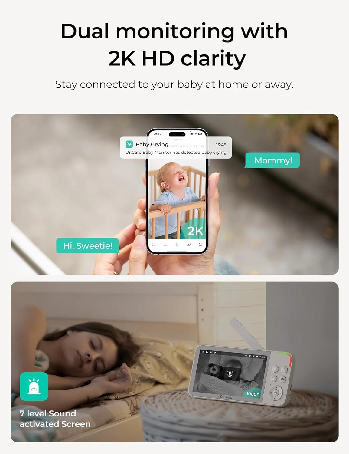 Dr.Care VistaView Slimme WLAN Babyfoon met 2 Camera's, 5