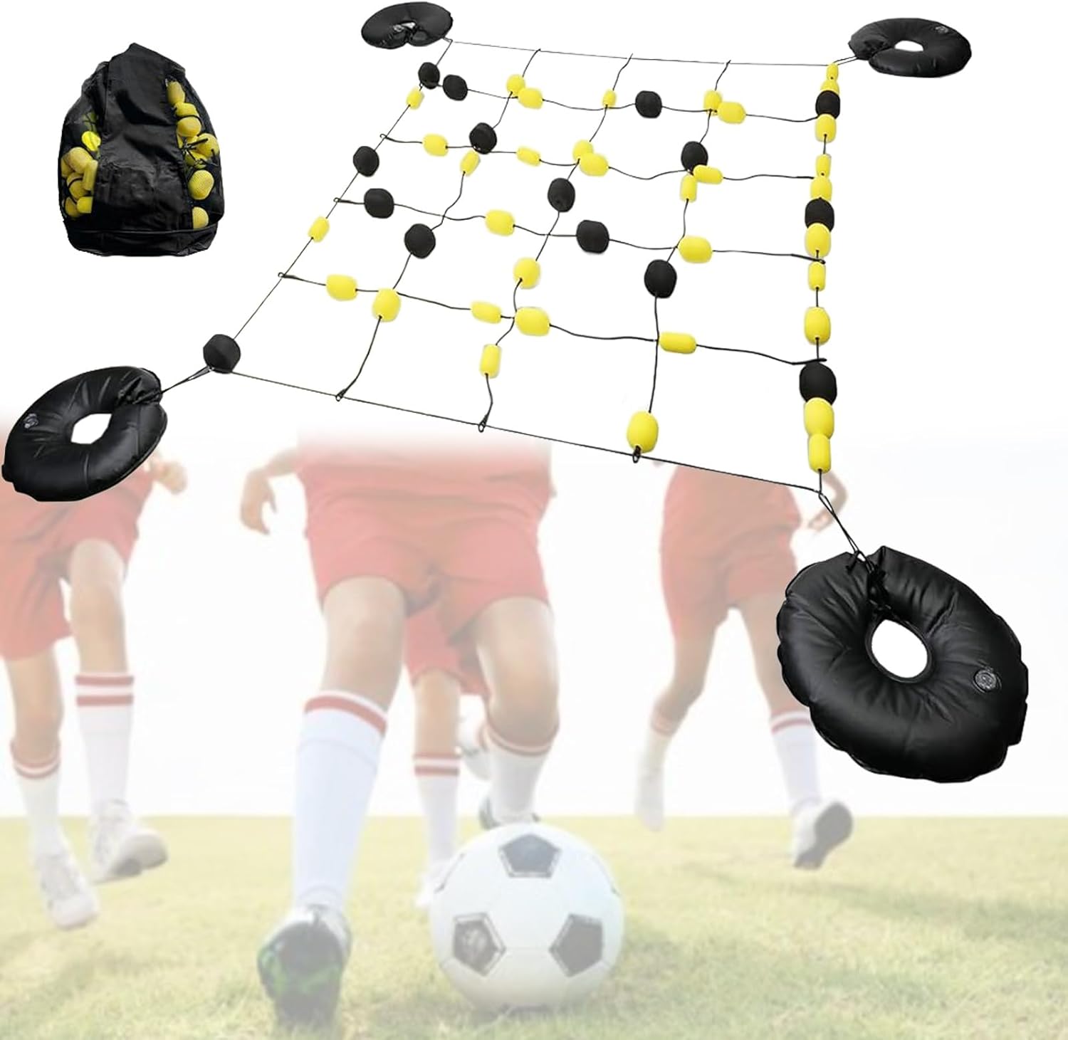 Torwarttrainer Fußball-Abweiser, Reflex- und Beweglichkeitstraining, Torwart-Abweiser-Ausrüstung für das Torwarttraining, Bodenmatrix-Abweiser Fußball(2x2.8M)