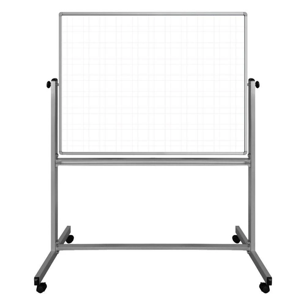 117 cm B x 91 cm H Mobiel Magnetisch Dubbelzijdig Ghost Grid Whiteboard