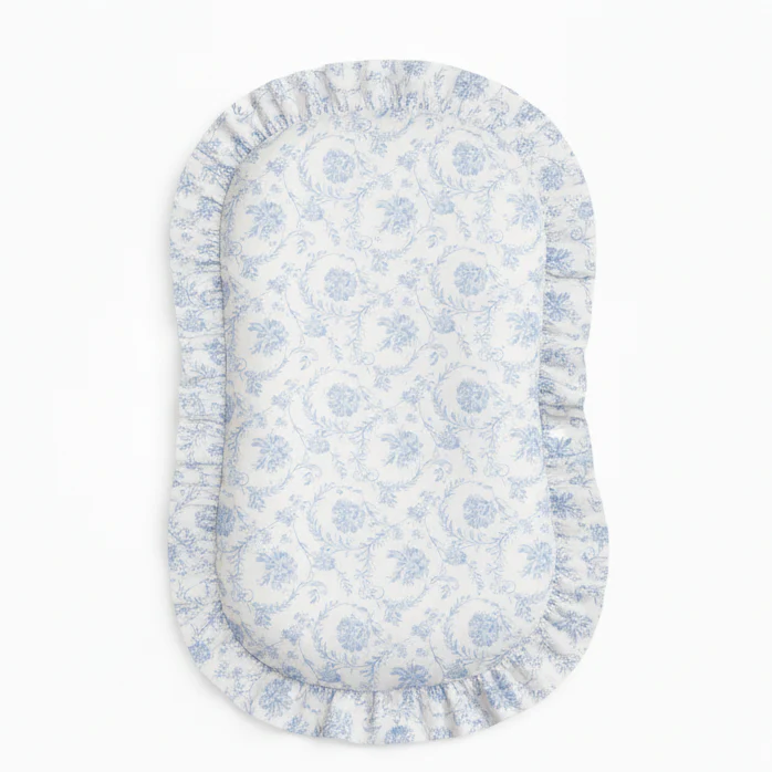Blue Chinoiserie Ruffle Baby Lounger Cover