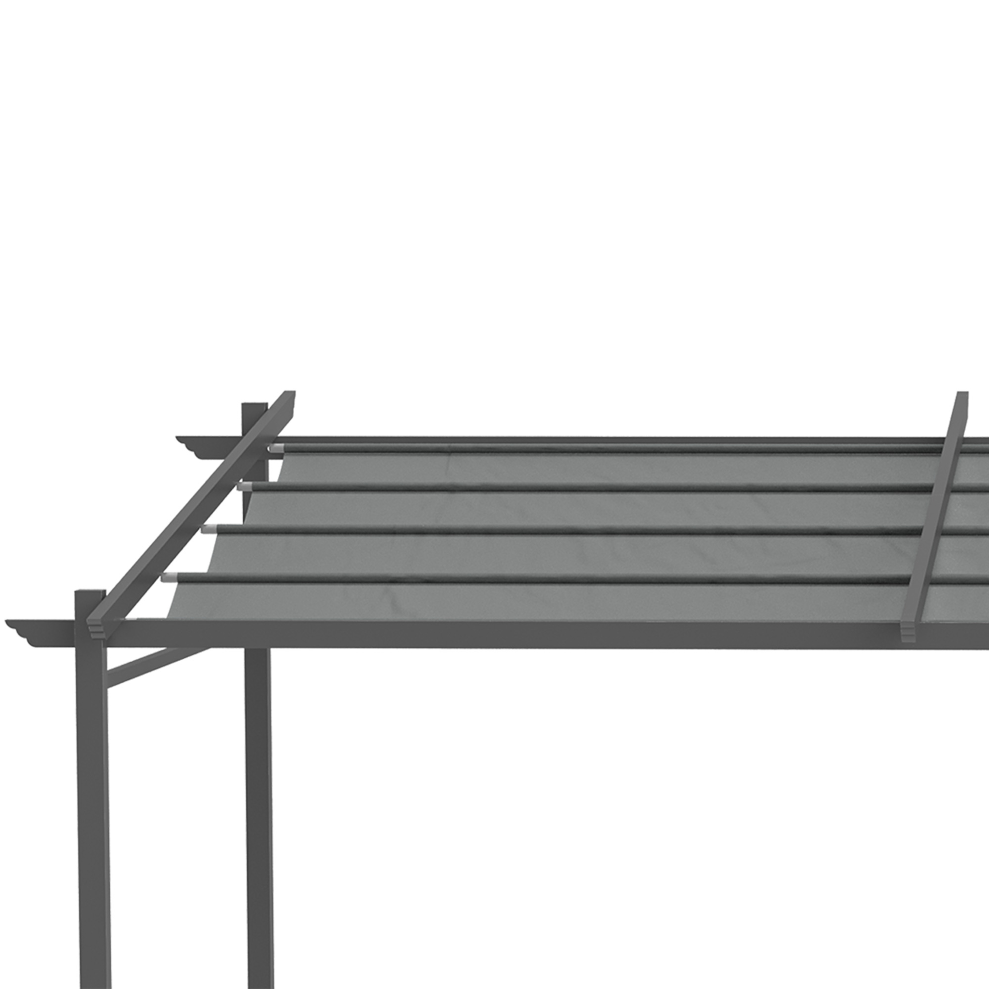 Pergola met Bevestigingsmaterialen, Intrekbaar Dak, 3,97m x 2,95m x 2,3m, Donkergrijs