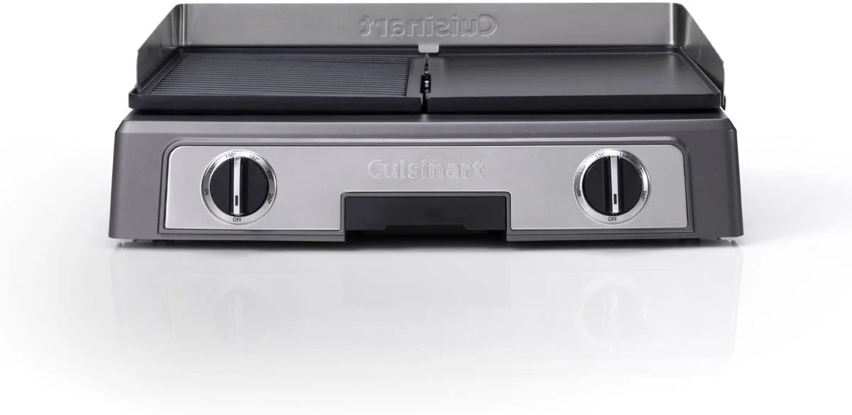 Cuisinart Hot Plate Entertaining Grill & Griddle | XL Elektrische Plancha Grill, Teppanyaki Grillplaat voor thuis | Afneembare plaat met antiaanbaklaag, 2-zone temperatuurregeling tot 260��C