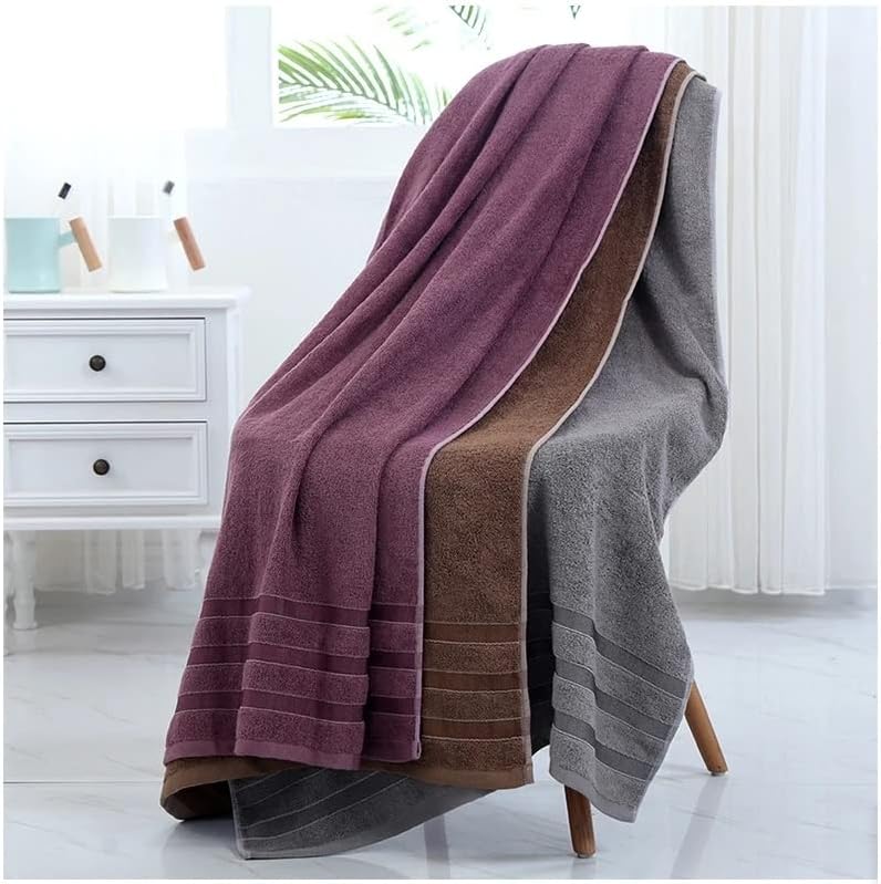 Weiches Faserblatthandtuch Und Baduschhandtuch Set Für Erwachsene Große Strandtücher Badezimmerstreifen Glatte Feste Farbe, Weich Bequem/a/35,75 Cm+70,140 cm