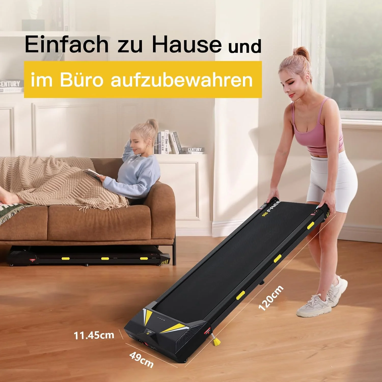 Freepi 4-in-1 Loopband voor Thuis met Helling 1-6 km/u 2.5 pk Motor met Afstandsbediening, Loopband Pad Bureaufiets Draagbaar Thuisfitnessapparaat