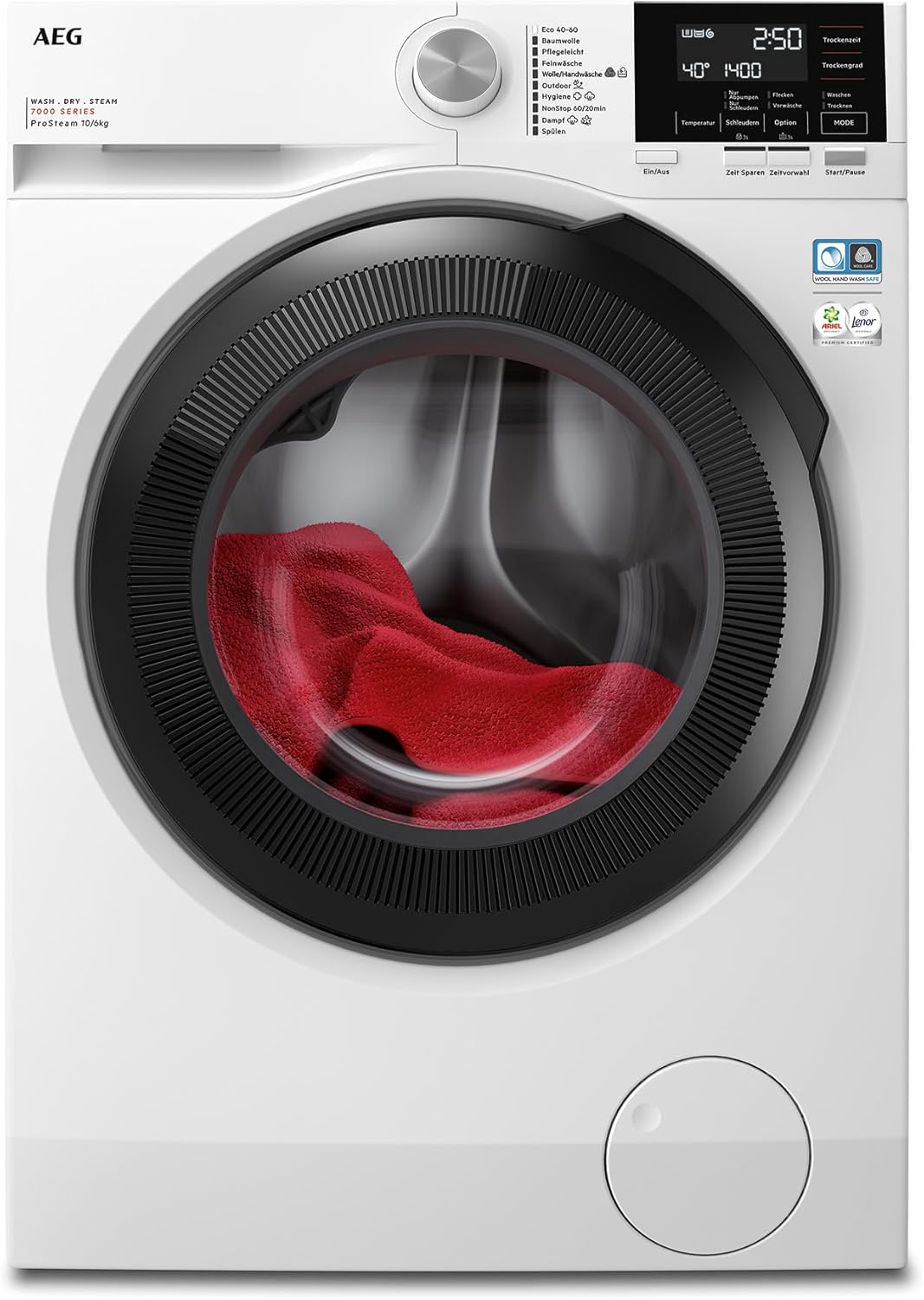 AEG L7WBA60680 Waschtrockner / DualSense - schonende Pflege / 8 kg Waschen / 5 kg Trocknen / D / energiesparend / Mengenautomatik / Nachlegefunktion / ProSteam - Auffrischfunktion / 1600 U/min