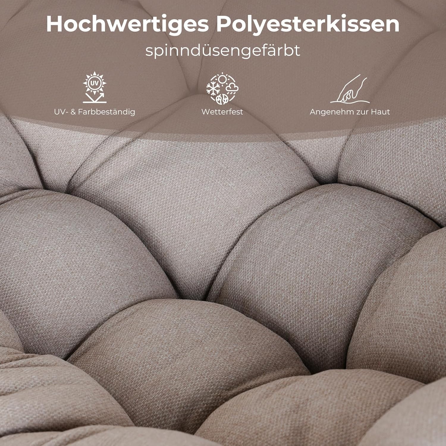 Grand Patio Schaukelstuhl Garten Schwingsessel schaukelsessel Wohnzimmer Relaxstuhl mit gepolsterter, bis 150 kg belastbar für Garten, Schlafzimmer, Wohnzimmer, Ecke, Veranda, Cremeweiß